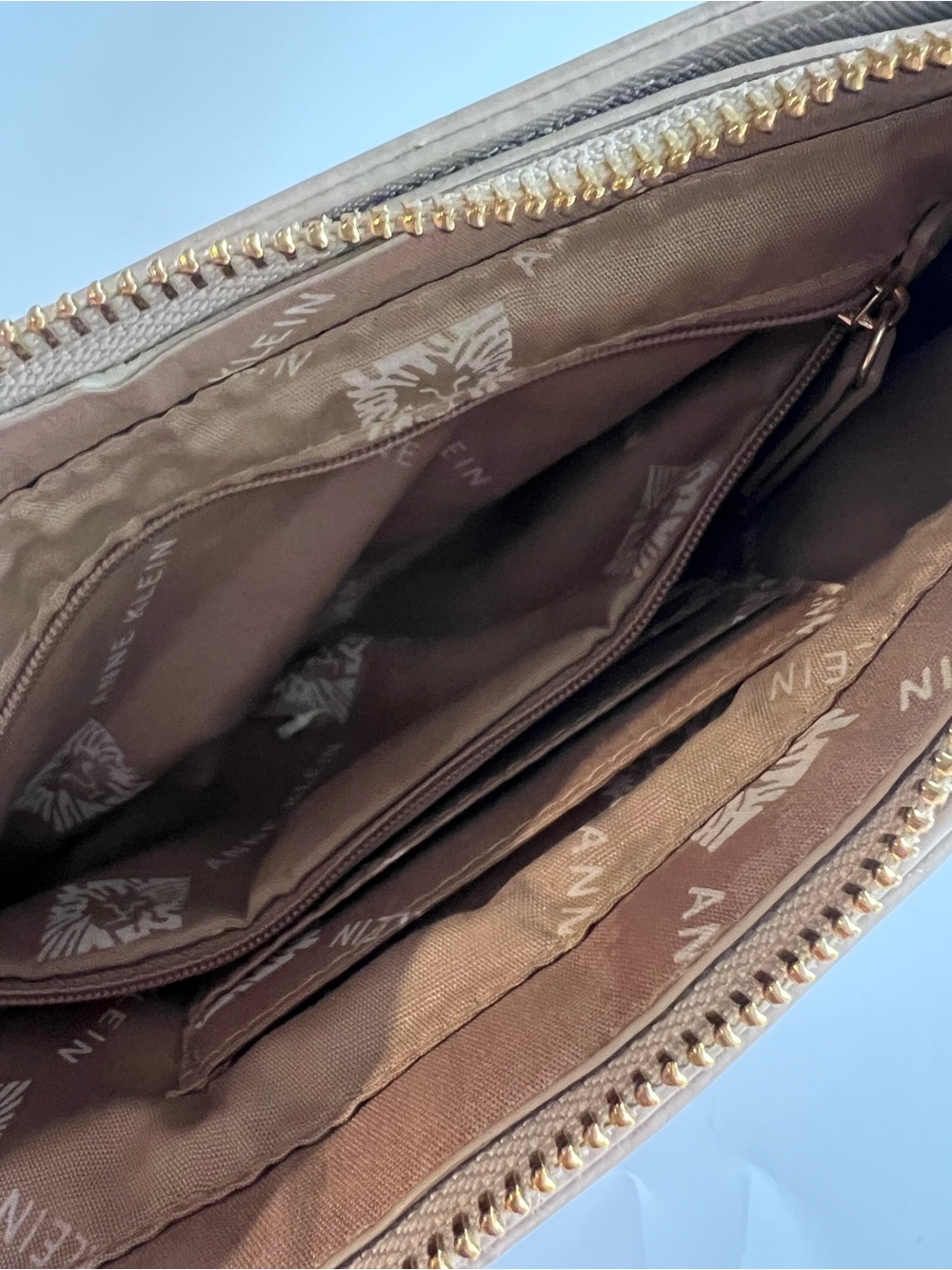 Anne Klein Embossed Taupe Chain-Handle Shoulder Bag - Picture 9 of 13